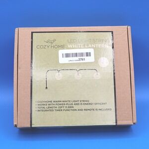 Cozy Home LED Light String Warm White Lantern 22ft Power Plug Remote Timer